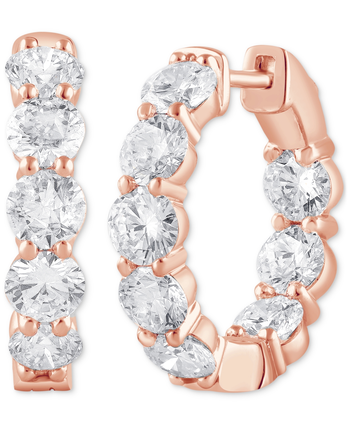 Badgley Mischka Lab Grown Diamond In & Out Hoop Earrings (5 Ct. T.w.) In 14k White, Yellow Or Rose Gold In Rose Gold