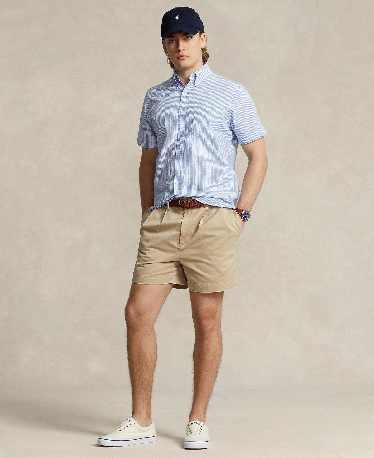 Мужские Polo Ralph Lauren Men's RL Prepster Classic-Fit Seersucker Shirt — фото 10