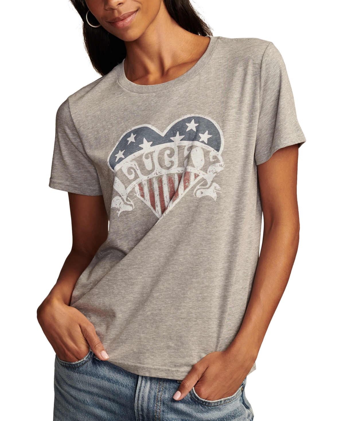 Women's Lucky Flag Heart Classic Crewneck T-Shirt - Night Owl