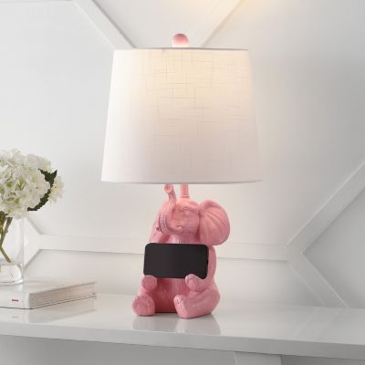 Kairi 21" Modern Shabby Chic Resin/Iron Happy Elephant LED Kids' Table Lamp with Phone Stand, White