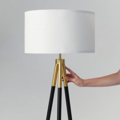 Levi Modern LED Tripod Gold Floor Lamp with Drum Shade (61"), Bulb Included