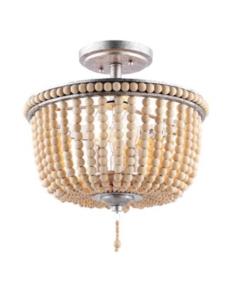 Allie Wood Beaded/Metal LED Flush Mount Ceiling Light
