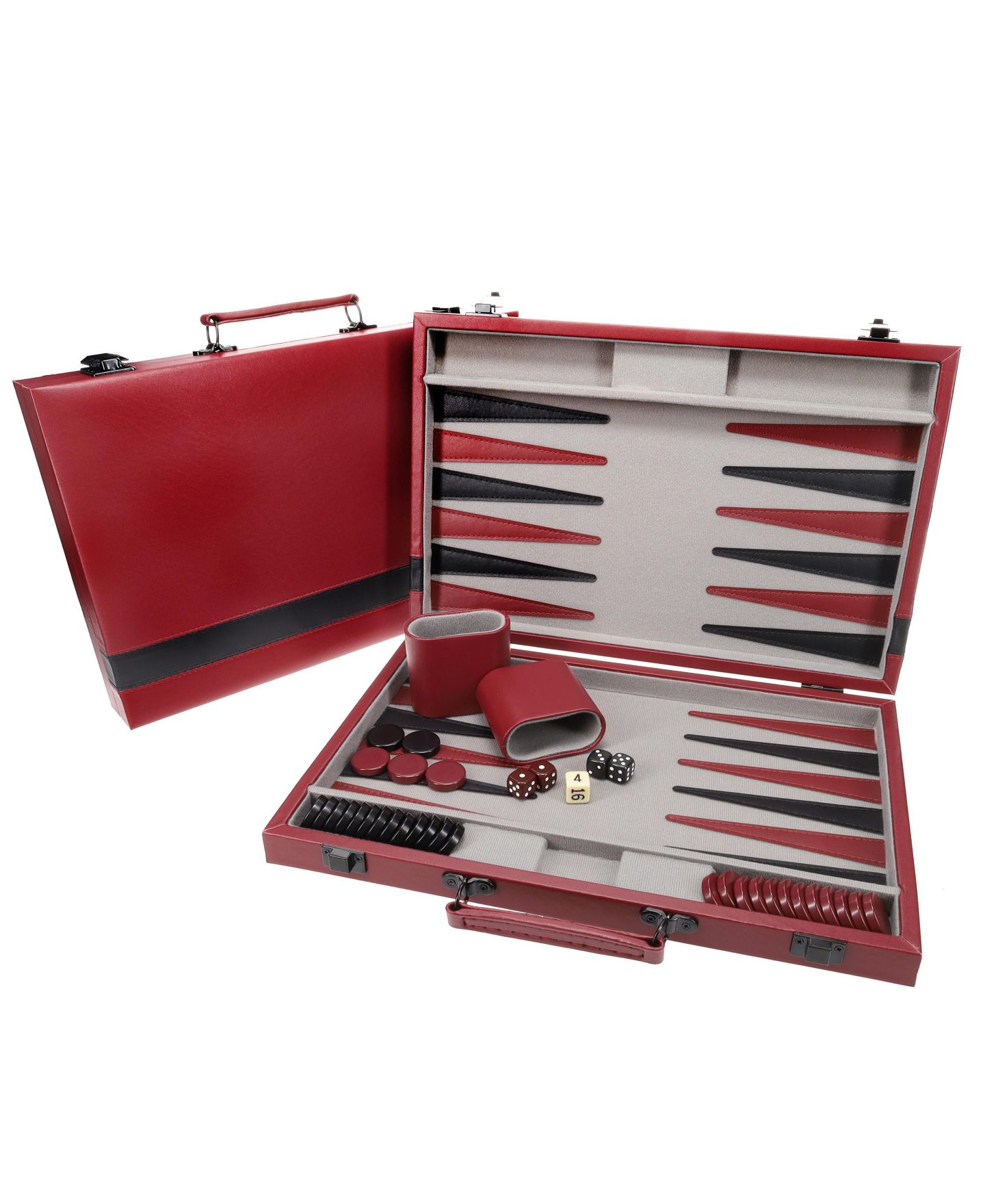 Детская настольная игра WE Games Leatherette 2-Player Backgammon Board Game, Ages 14+, цвет: Красный — фото 1