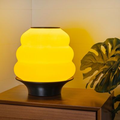 Honey Pot Minimalist Classic Plant-Based PLA 3D Printed Dimmable LED Table Lamp, White/Brown