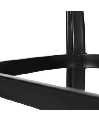 Tala Rectangular Tempered Glass Top Patio Table With Umbrella Hole And Black Steel Tube Frame