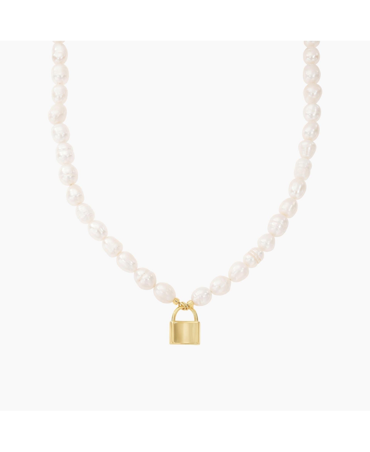 Secret Summer Cultured Pearl Lock Pendant Necklace - Gold