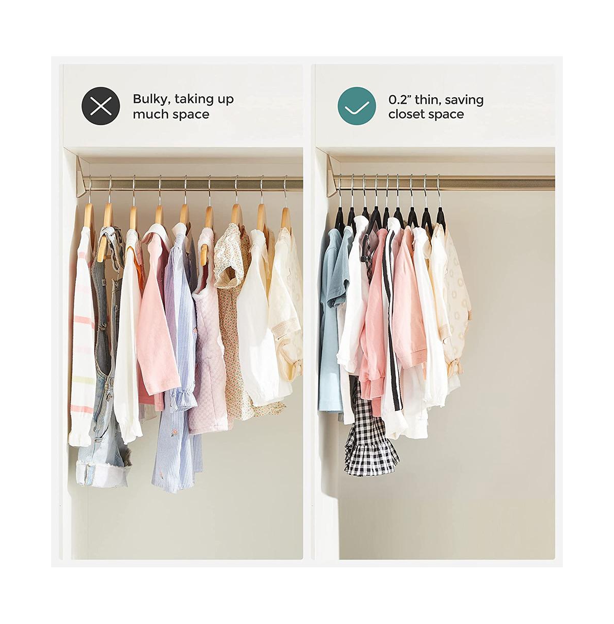 Slickblue Velvet Hangers With Clips, 30 Packs, Hangers With 6 Clothes Dividers