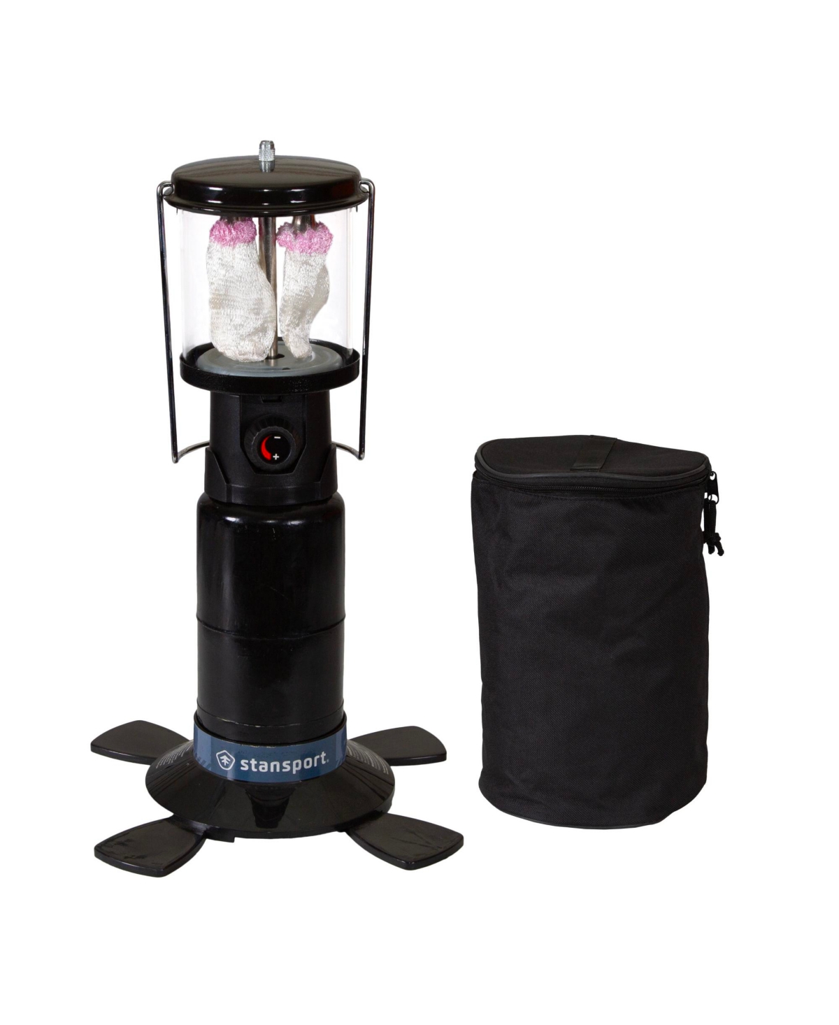 Double Mantle Propane Lantern with Soft Padded Carry Case - Black