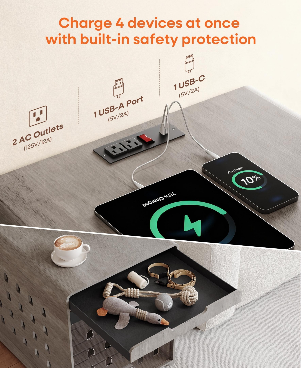 Sugift Small Elevated Rabbit Hutch with Hinged Asphalt Roof and Removable Tray