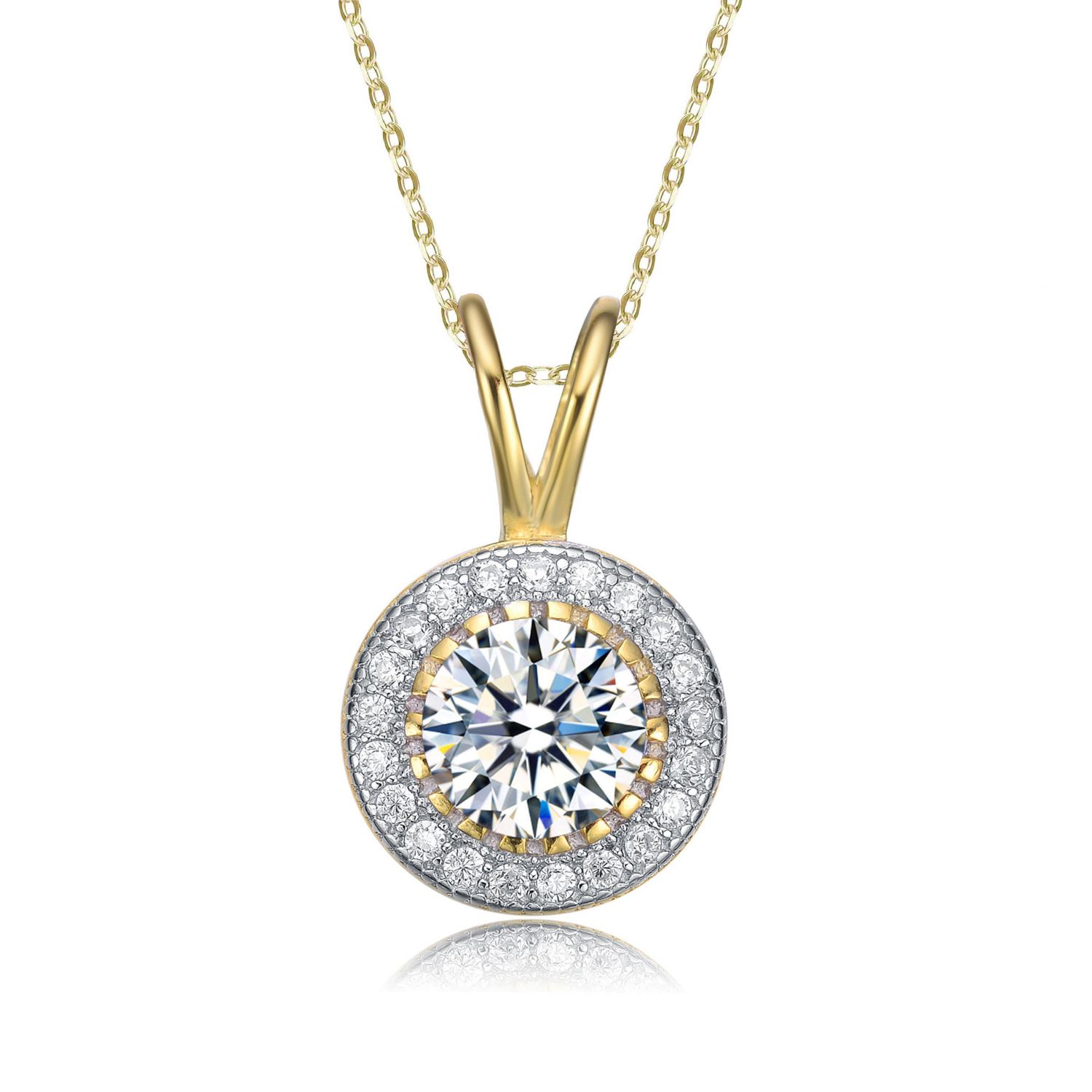 Minimalist Cubic Zirconia Solitaire Dainty Halo Necklace