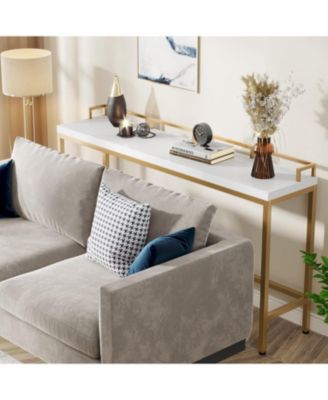 70.9 inch Extra Long Sofa Table Rustic Industrial Console Table Behind Couch, Narrow Entryway Hallway Table Skinny Sofa Bar Table for Living Room (Brown)