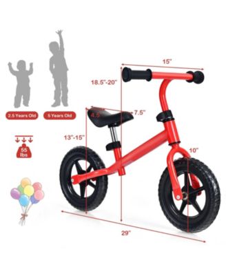 Kids No Pedal Balance Bike with Adjustable Handlebar and Seat - Red