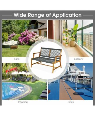 2-Person Acacia Wood Yard Bench for Balcony and Patio