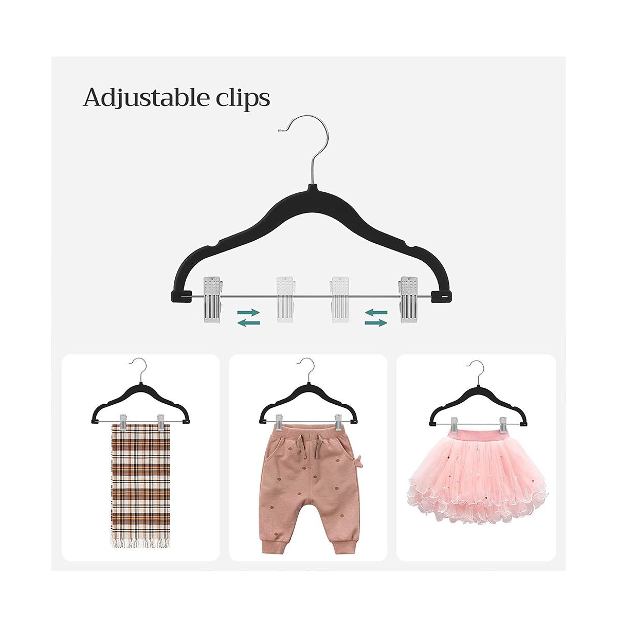 Slickblue Velvet Hangers With Clips, 30 Packs, Hangers With 6 Clothes Dividers