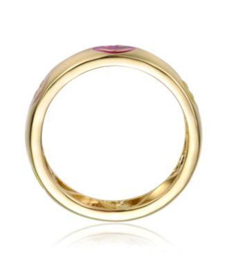 Kids/Teens 14k Yellow Gold Plated Yellow & Pink Emoji Smiling Face Stacking Band
