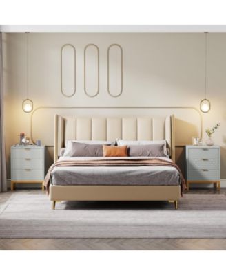 Set of 2 Nightstand with 3-Drawer, 25.8" Tall Modern Bedside Table, Large Side End Table with Storage Drawers for Bedroom