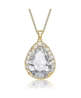 Unique Pear-shaped Pendant Necklace with Colored Cubic Zirconia