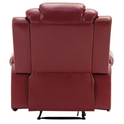 Single Peice Faux Leather Manual Recliner Chair with LED Lights for Home Theater