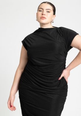 Plus Size Draped Asym Dress