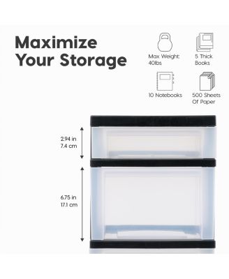 USA Craft Organizers and Storage, Rolling Storage Cart for Classroom Supplies, Storage Organizer for Art Supplies, Drawer Top Organizer for Small Parts, 4 Drawers White/Clear