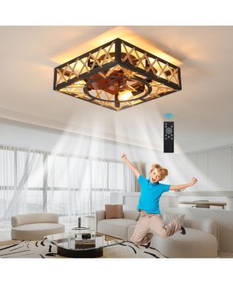 17 x 17 x 6 inches Farmhouse Rustic Ceiling Fan with Remote and 6 Speeds