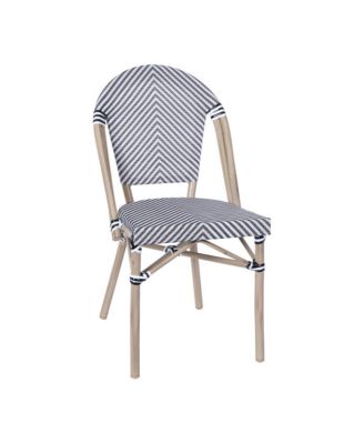 Mael Bistro Style Table With Glass Top, Textilene, 2 Stack Chairs, And Bamboo Finished Metal Frame For Indoor/Outdoor Use