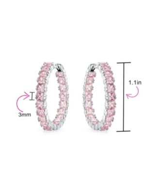 Square Cubic Zirconia Princess Cut CZ Inside Out Statement Hoop Earrings Prom 1.25 Diameter