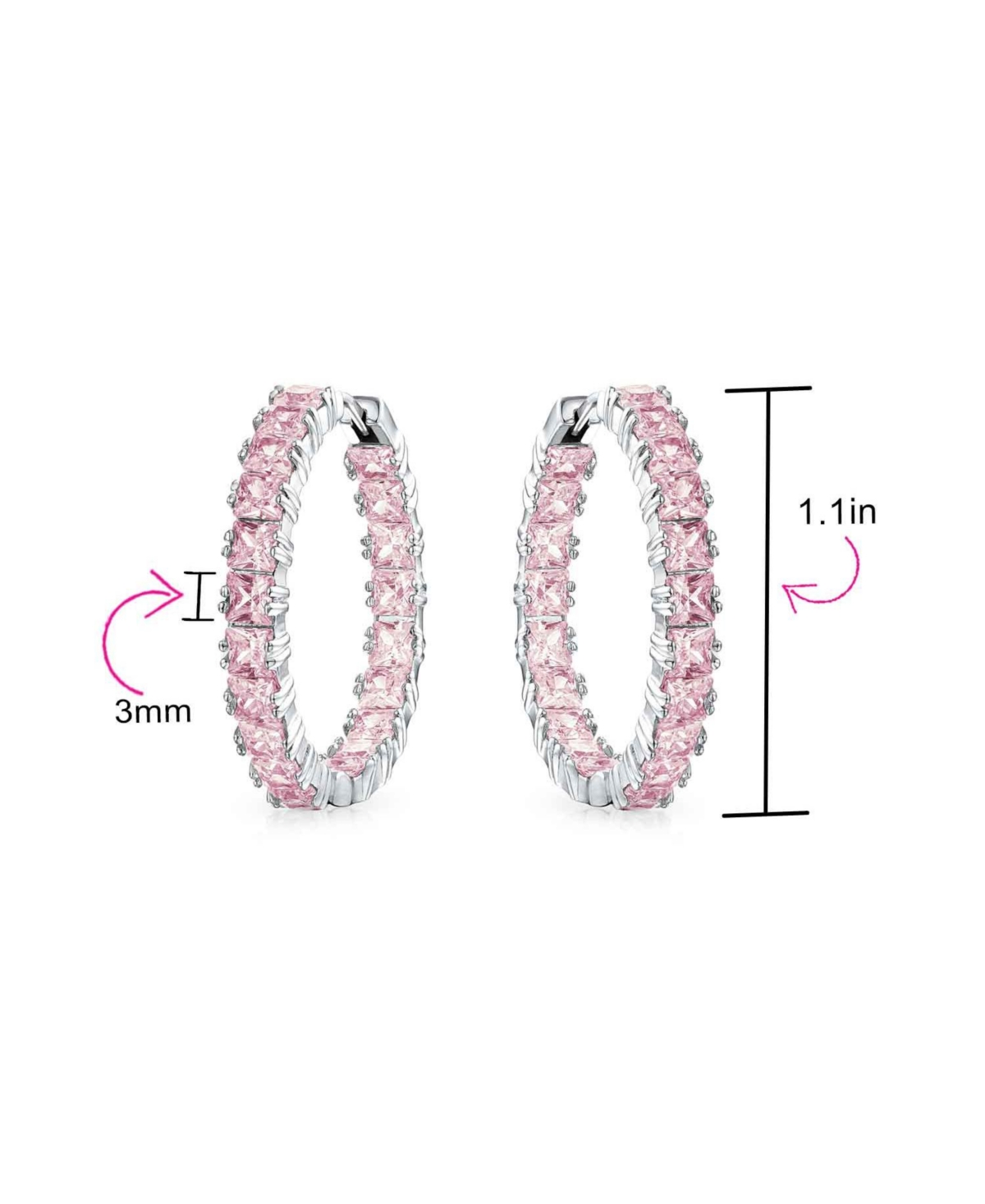 Bling Jewelry Square Cubic Zirconia Princess Cut Cz Inside Out Statement Hoop Earrings Prom 1.25 Diameter