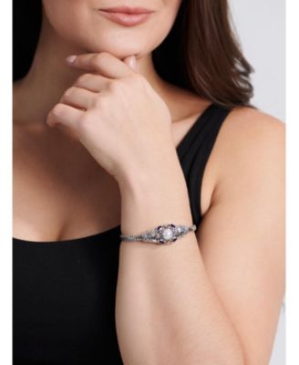 Citrine, Freshwater Cultured Pearl & Bali Filigree with Dragon Bone Oval 5mm Chain Bracelet in Sterling Silver and 18K Gold