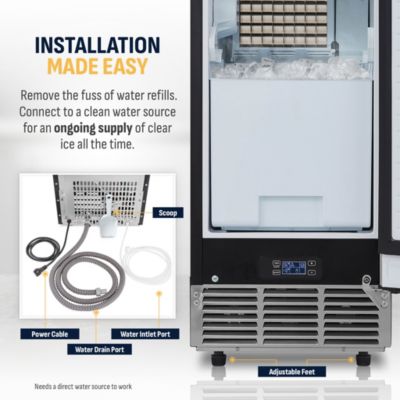 15" Undercounter Ice Maker, 80 lbs Daily Capacity, Built-in/Freestanding Design with Self-Cleaning & LED Controls