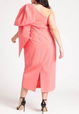 Women's Plus Size One Shoulder Bow Column Dress