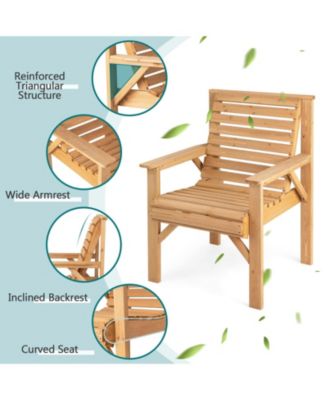 Outdoor Solid Fir Wood Chair with Inclined Backrest