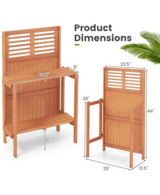 Wood Potting Bench Waterproof Garden Table with 2-Tier Open Storage Shelf