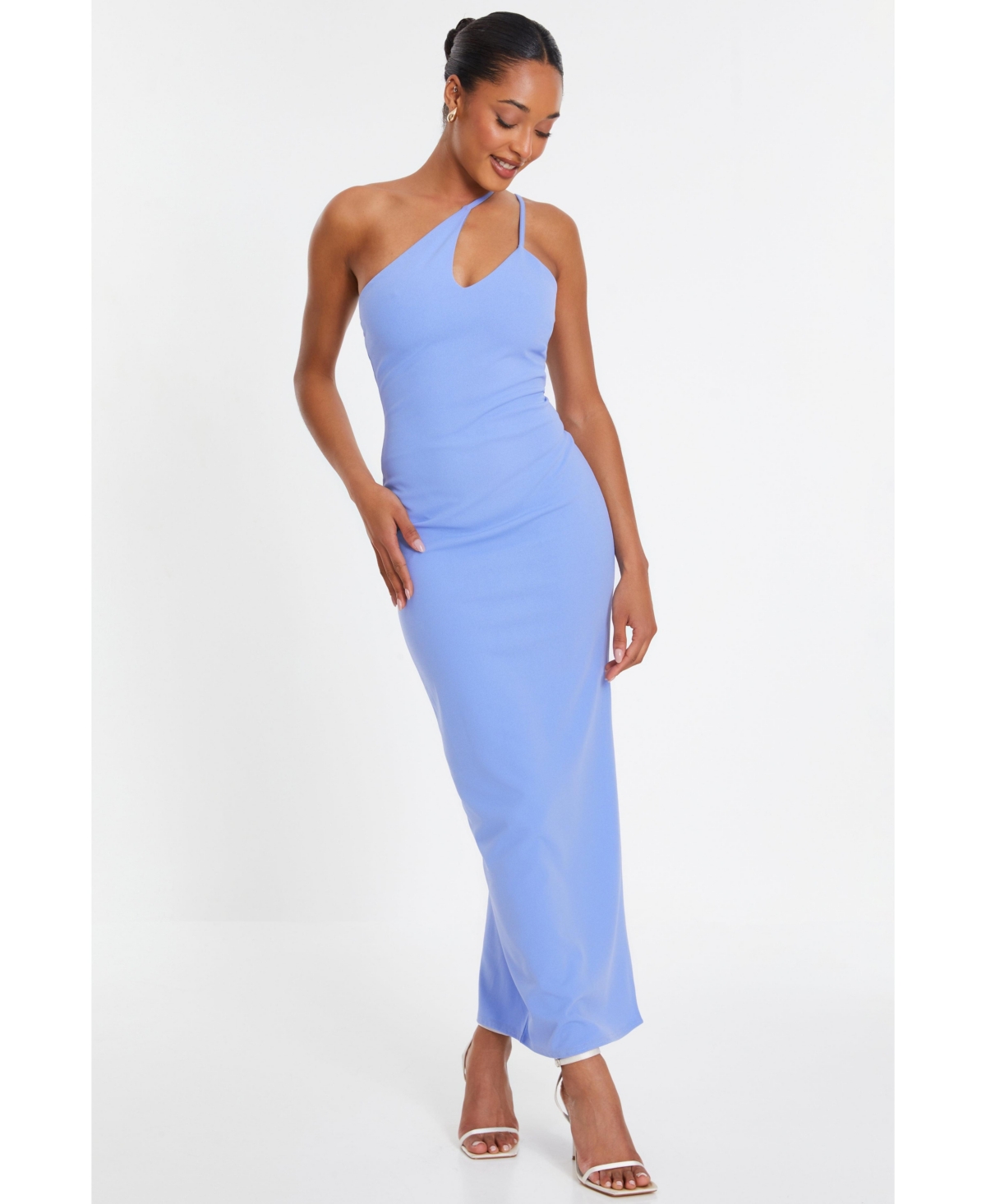 Women's Scuba Crepe One Shoulder Maxi Dress - Blue