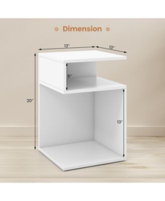 S-Shaped Side Table with Unique S-shaped Frame and 2 Open Compartments
