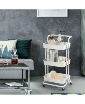 3-Tier Utility Cart Storage Rolling Cart with Casters