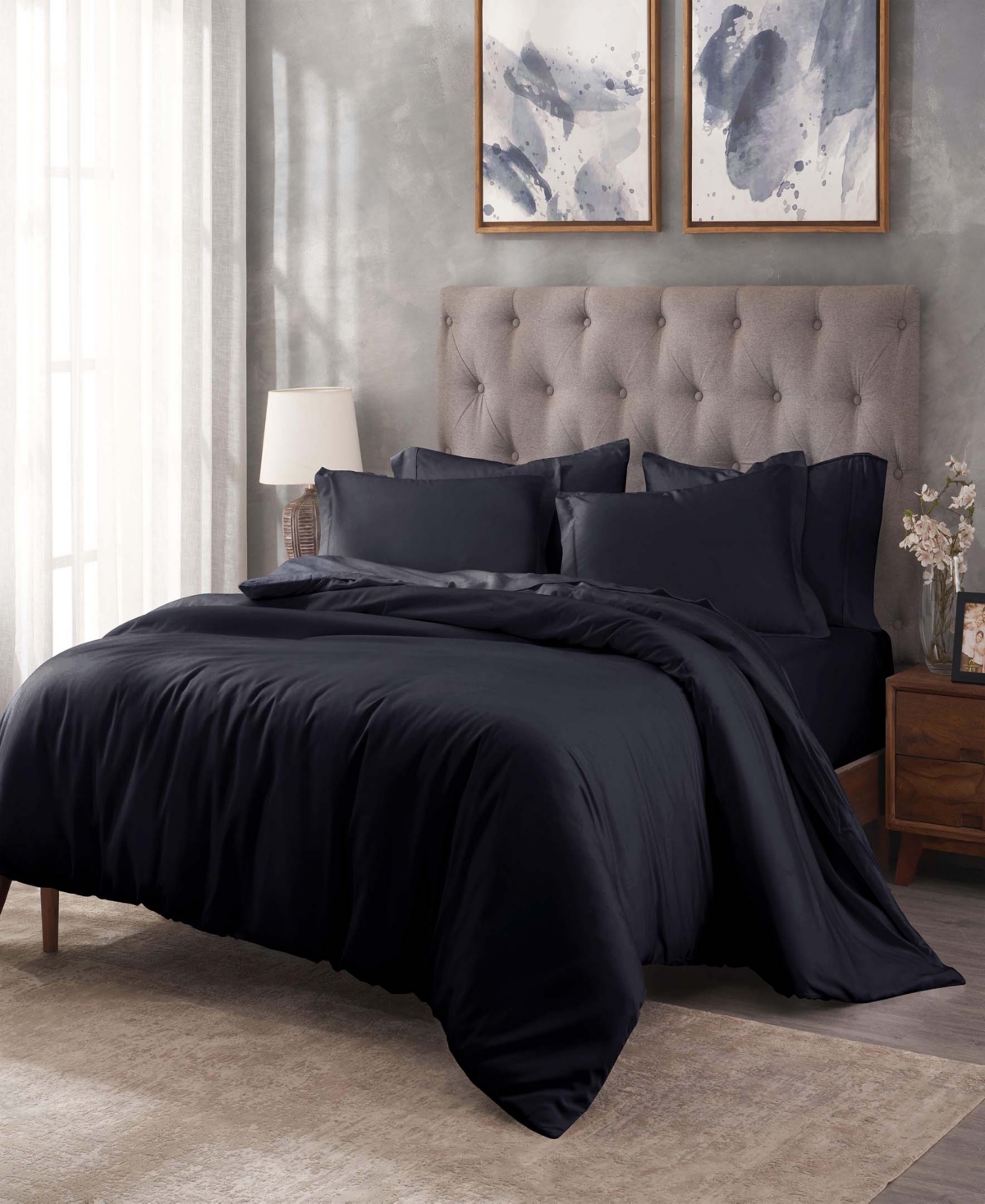 Superior Egyptian Cotton 400 Thread Count Solid Luxury Duvet Cover Set,
