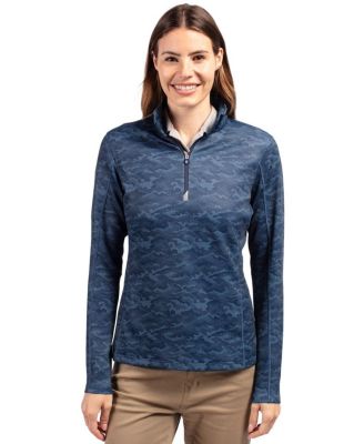 Women's Cutter and Buck Traverse Stretch Eco Camo Print Quarter Zip Pullover