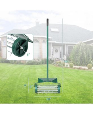 18 Inch Rolling Lawn Aerator with Splash-Proof Fender for Garden
