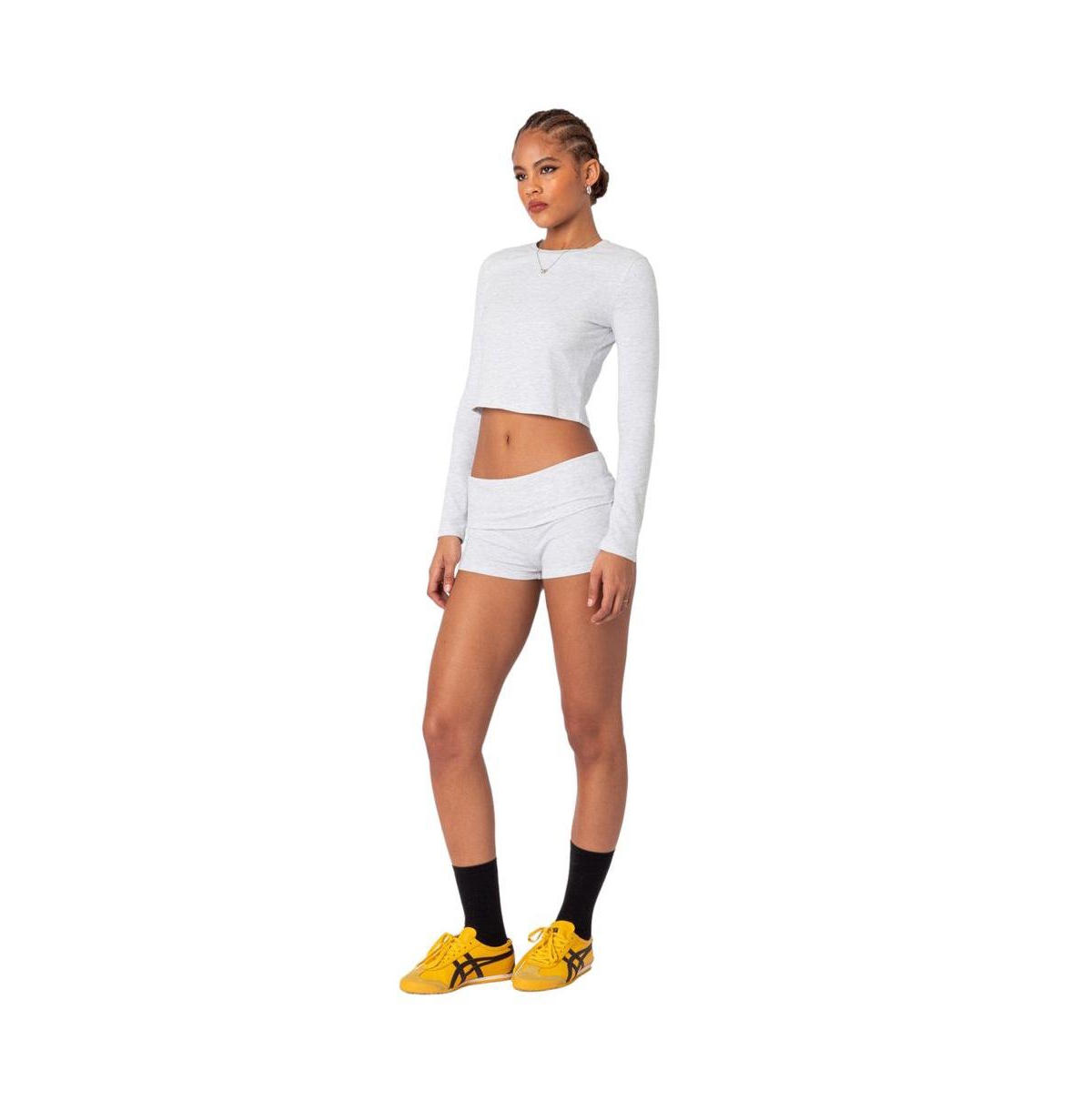 Edikted Women's Meg Long Sleeve Top - Gray-melange