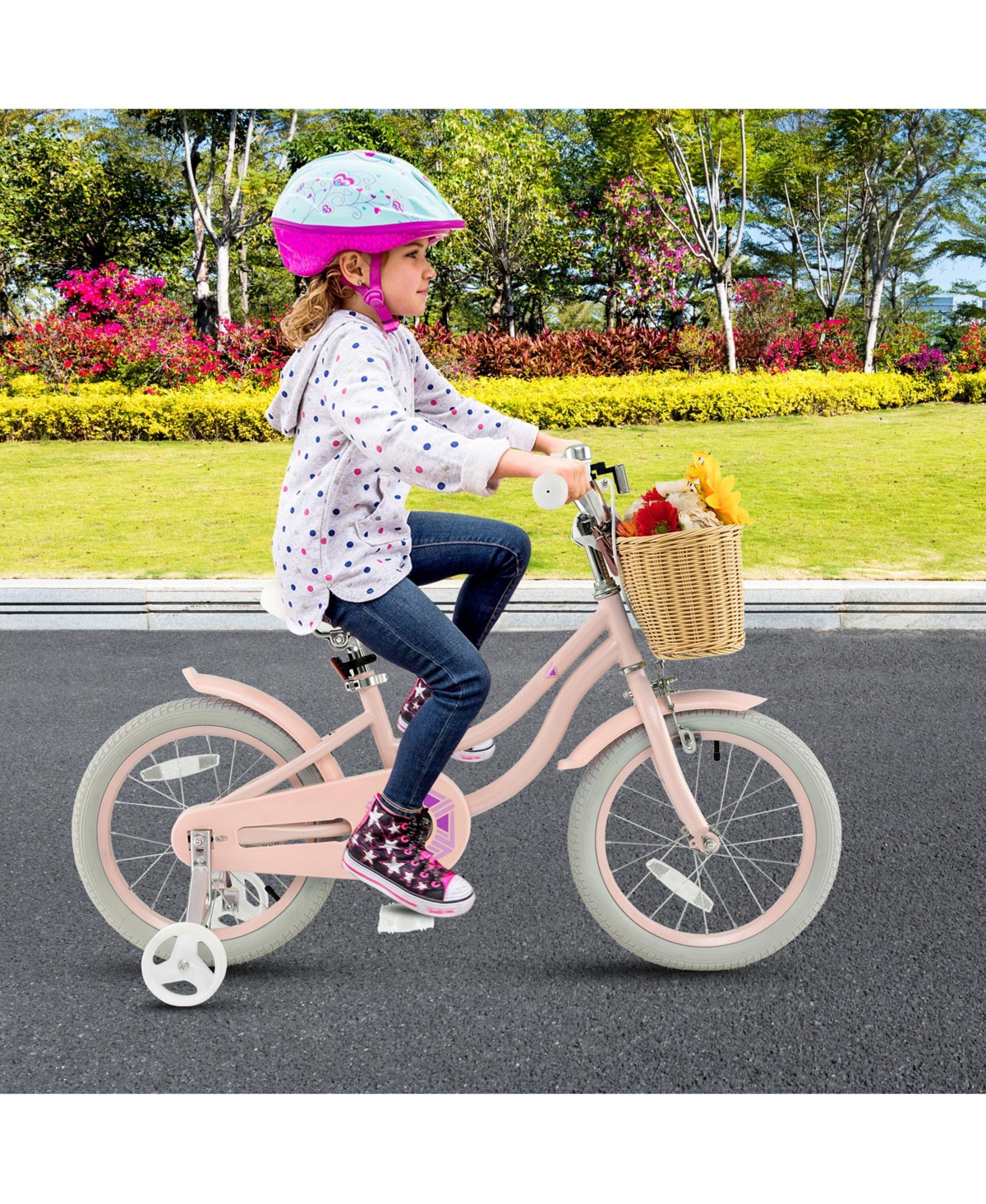 Gymax 18'' Retro Style Kids Bike Bicycle w/ Height Adjustable Handlebar & Seat Pink