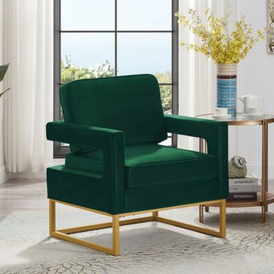 Gold base velvet accent chair, Jade
