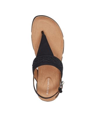 Monte Woven T-Strap Faux Leather Flat Sandals