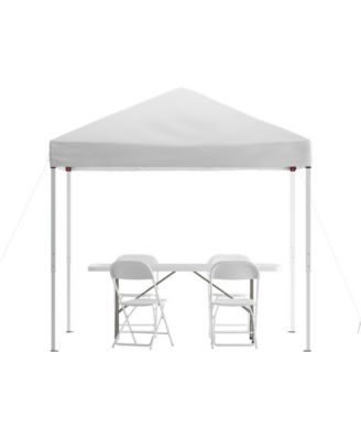Outdoor Event/Tailgate Set With Pop Up Event Canopy With Carry Bag, Bi-Fold Table And 4 Folding Chairs