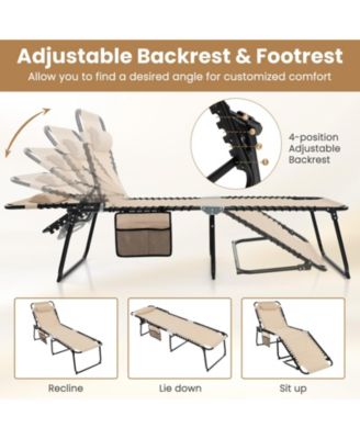 SUGIFT Foldable Recline Lounge Chair with Adjustable Backrest and Footrest