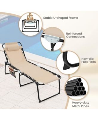 SUGIFT Foldable Recline Lounge Chair with Adjustable Backrest and Footrest