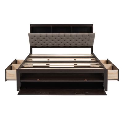 Streamdale Queen Platform Bed with Storage Headboard and Drawers