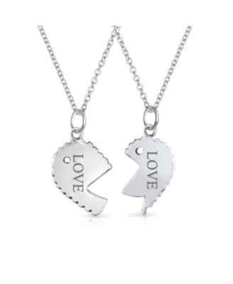 Best Friends BFF Split Heart Puzzle Mother Daughter Pendant Necklace Silver