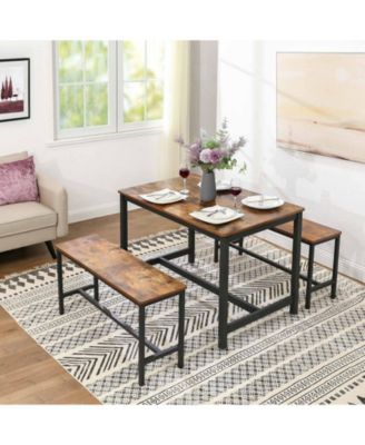 Table Benches, Pair of 2, Industrial Style Indoor BenchesDurable Metal Frame