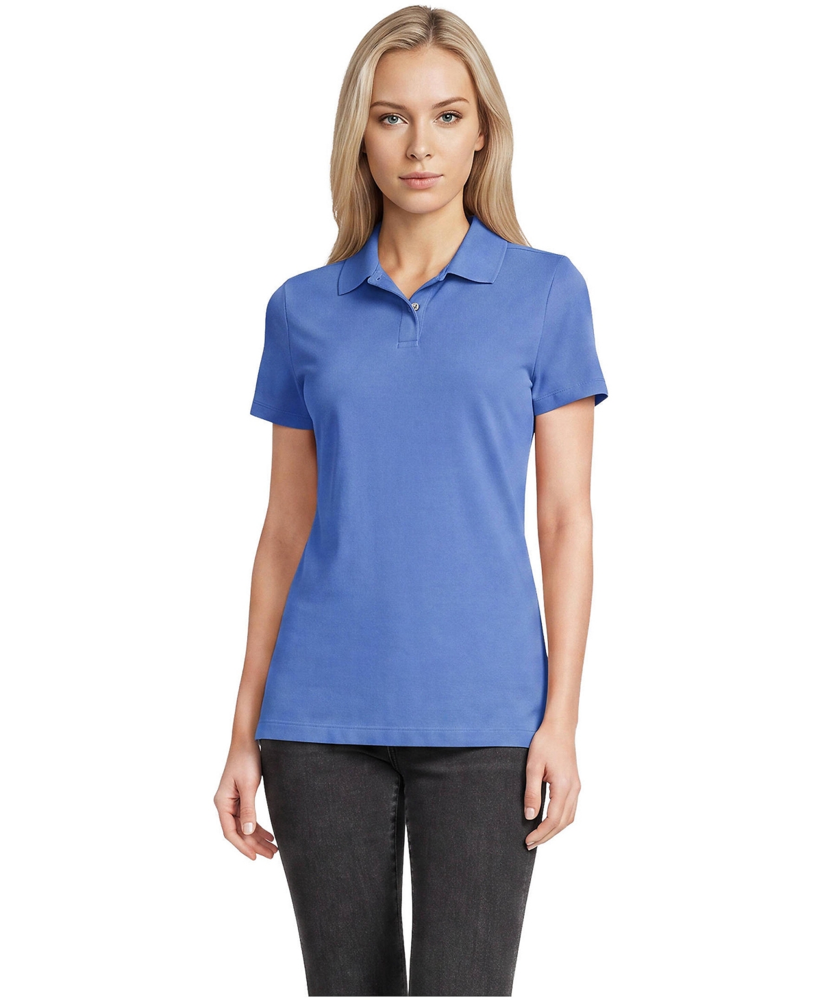 Lands' End Women's Short Sleeve Basic Mesh Polo Shirt - True blue